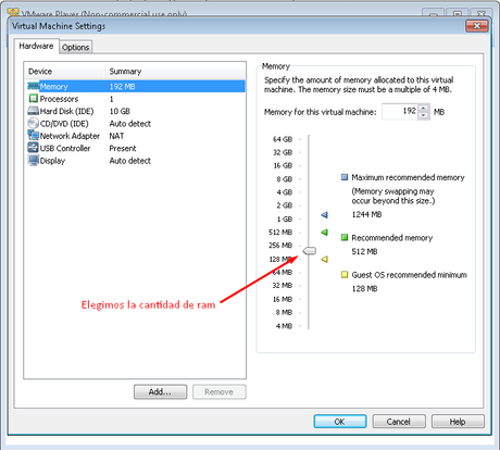 Tutorial - Configurar tamaño de memoria de la maquina virtual en VMware