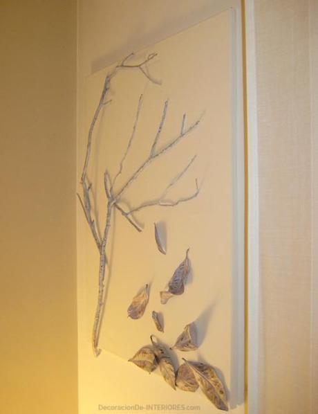 Cuadro 3D, con ramas y hojas secas, DIY