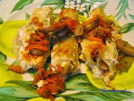 Canelones de verduras y bacón para intolerantes a la lactosa