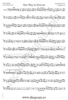 Tubepartitura Stairway to Heaven Led Zeppelin partitura para Fagot Autopista hacia el Cielo canción de Rock - Heavy