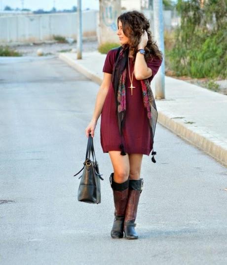 burgundy, borgoña, mi vestido azul, look. blogger, castellón 