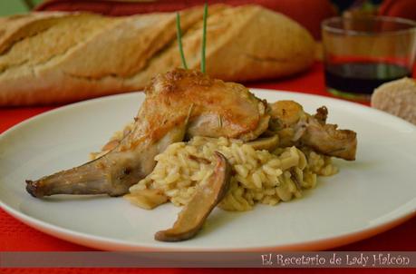 Risotto de boletus, níscalos y conejo