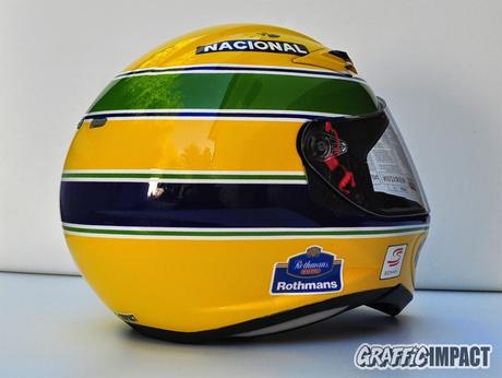Casco tributo a Ayrton Senna sobre un Agv Horizon