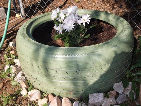 NEUMATICO RECICLADO, CONVERTIDO EN MACETA
