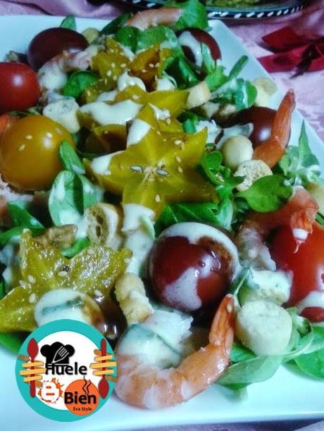 Ensalada de gambas y carambola