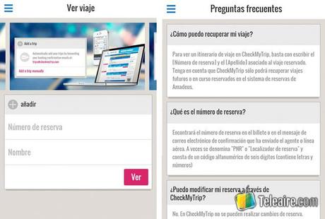 captura de pantalla de la aplicacion gestora de viajes