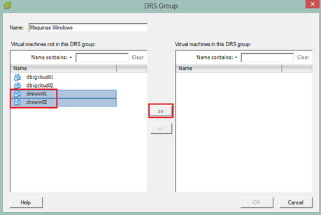 grupo DRS maquinas virtuales por DBigCloud