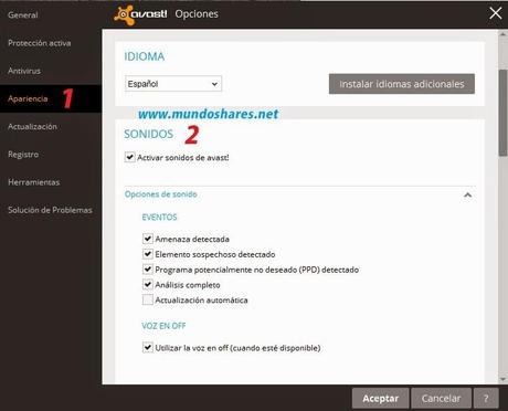 Como quitar el sonido de actualización de Avast