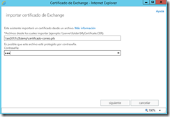 Importar certificado de exchange 2013