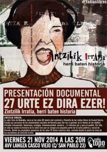 El documental de Zintzilik Irratia, junto con miembros de la asamblea de esta radio libre de Eskal Herria