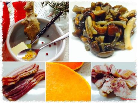 Tosta de paté de calabaza con setas y panceta ingredientes_Fotor