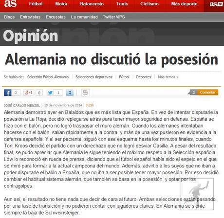 Gran contradicción del diario AS tras el España-Alemania