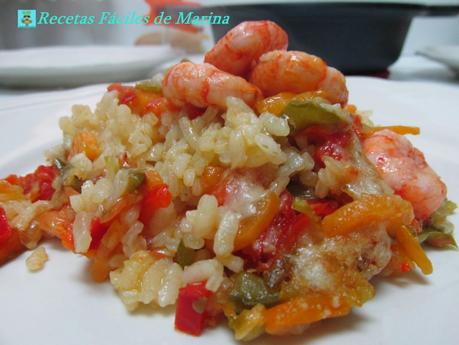 Arroz con gambas y verduras