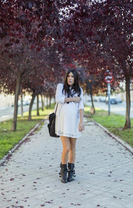 street style warm fall days white dress autumn hake bag fashion blogger outfit blog de moda