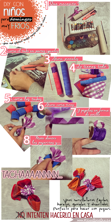 DIY CON PEQUES. GENIALES SERVILLETEROS PARA DOMINGOS DE FRIO