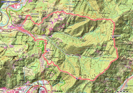 Mapa de la ruta Olloniego, Padrún, Pico Boa y Escobín