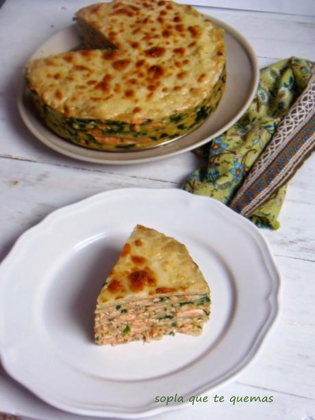 PASTEL GRATINADO DE ESPINACAS Y SALMÓN