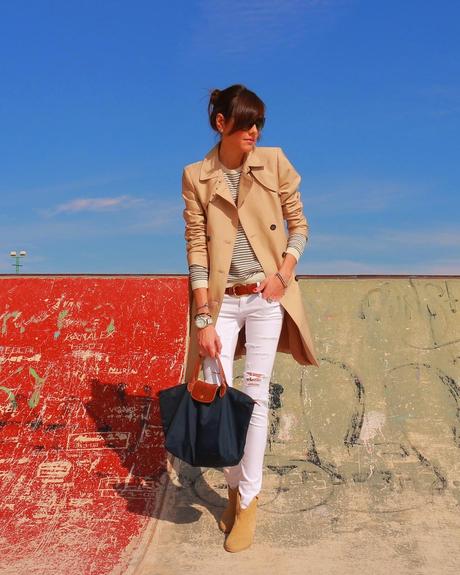 Trench + Rayas Marineras + Le Pliage