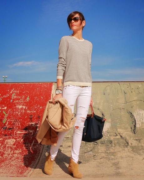 Trench + Rayas Marineras + Le Pliage