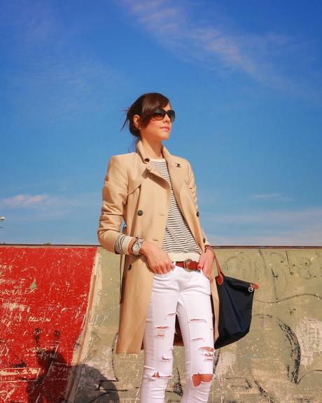 Trench + Rayas Marineras + Le Pliage