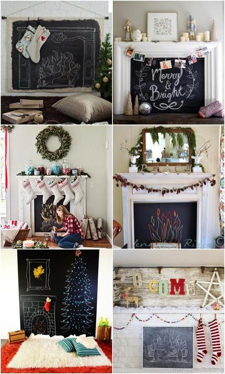 Chalkboard fireplace for Christmas