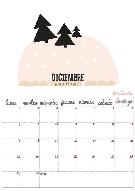 Imprimible: Calendario Diciembre 2014