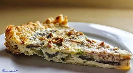 Quiche de atún con verduras, apta para intolerantes a la lactosa