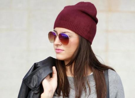 Black Outfit & Burgundy Beanie