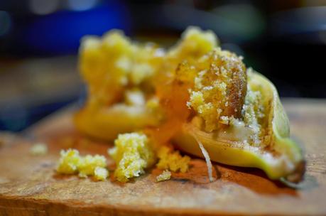 Plátano con budin de mandarina