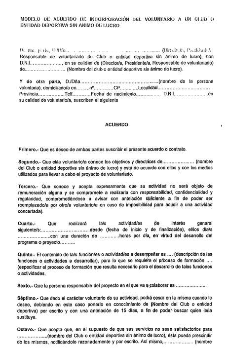 Modelo de contrato del voluntario en el fútbol base y aficionado / Cardenal frente a la economía sumergida