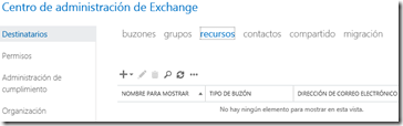 Buzones de recursos en Exchange 2013