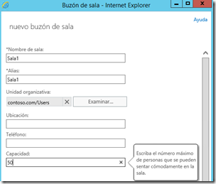 buzón para reserva de salas en Exchange 2013