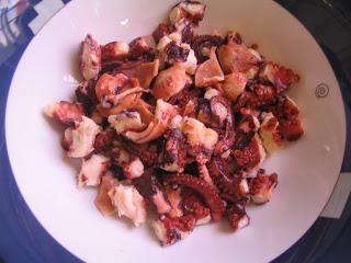 Ensalada de verduras y pulpo