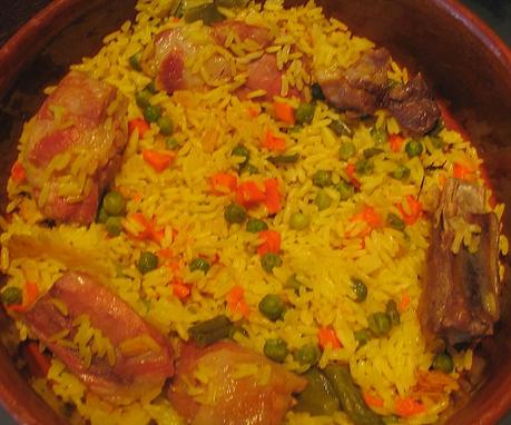 Arroz con costillas al horno