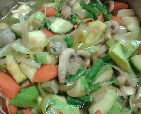 Estofado de guisantes y verduras