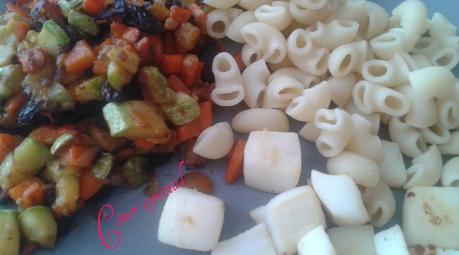 Coditos con calamares y verduras