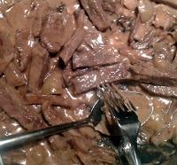 ¡Cerdo con cebolla y salsa roquefort!