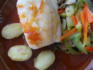 Bacalao con verduras al vapor