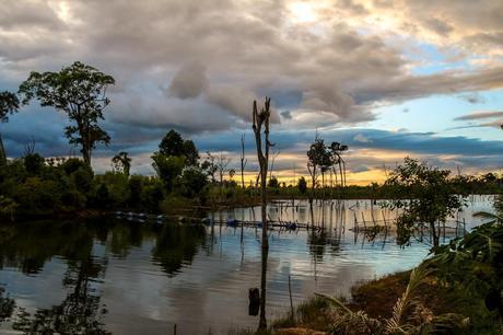 Atardecer entre pantanos, Thalang, Thakhek Loop