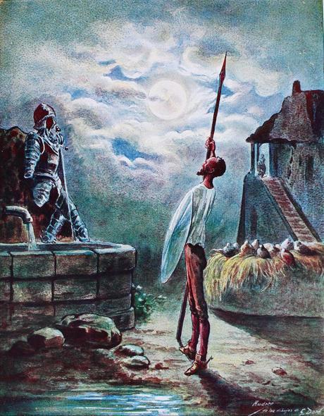 Arrimado a su lanza ponía los ojos en las armas... Autor, Gustave Doré