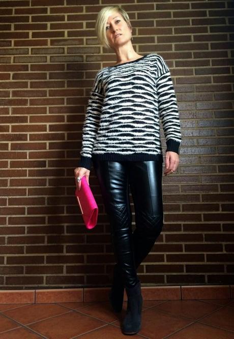 Fucsia&black. New leather leggins.