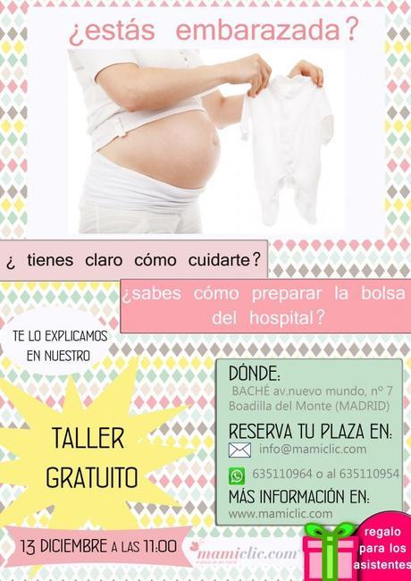 Taller Belleza en el embarazo y qué llevar al hospital cartel