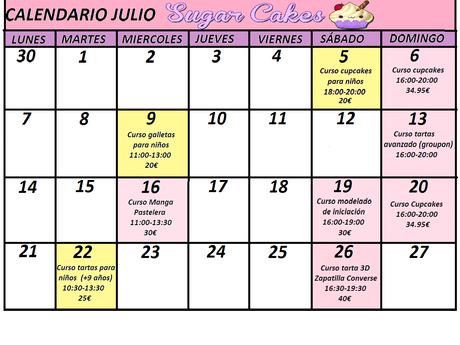 Calendario Julio