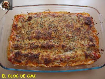 CANELONES DE CARNE Y VERDURAS SIN BECHAMEL