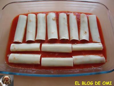 CANELONES DE CARNE Y VERDURAS SIN BECHAMEL