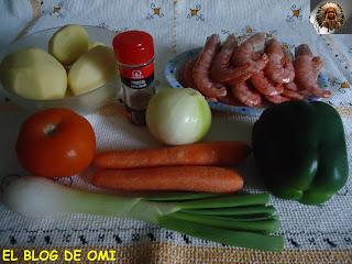 PATATAS CON LANGOSTINOS