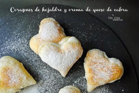 Corazones de hojaldre y crema de queso de cabra para #díadeLAROUSSE Corazones de hojaldre y crema de queso de cabra para #díadeLAROUSSE