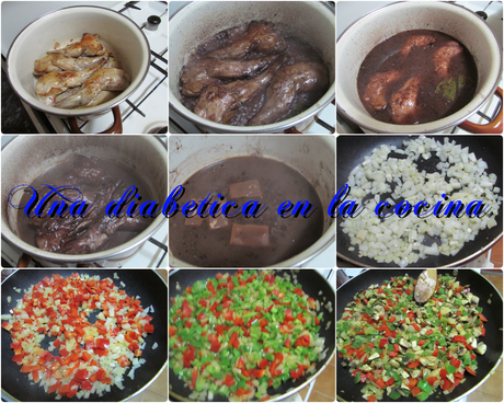 Paletillas de conejo con salsa de cino tinto y chocolate