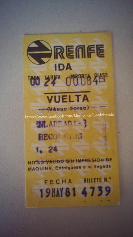 Billete de tren del año 1981