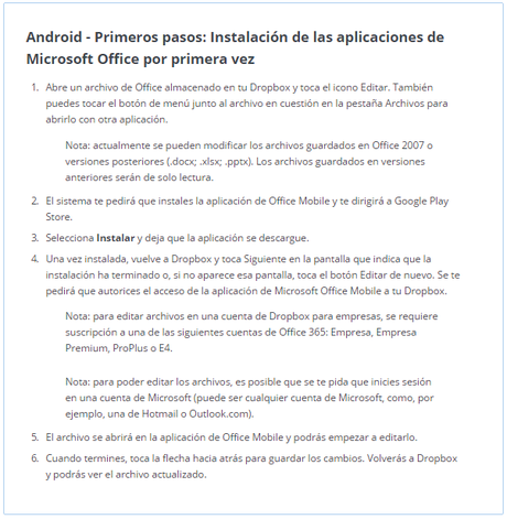 Office + Dropbox en Android